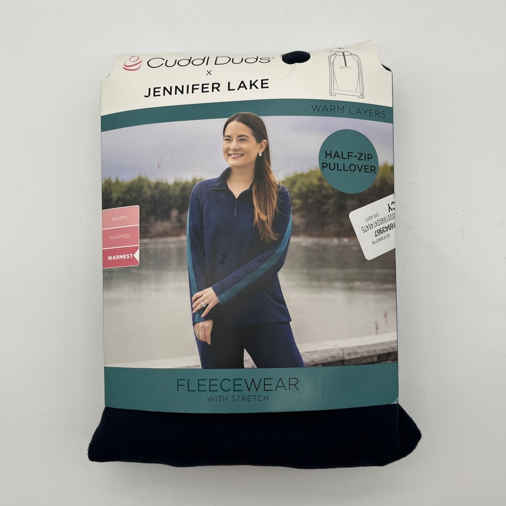 Cuddl Duds Pullover Womens L Navy Jennifer Lake Half-Zip Fleecewear CD8128710